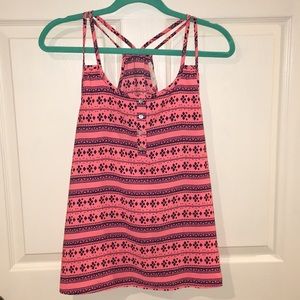 Women’s Neon Pink/Navy Racerback Tank Top - small
